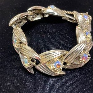 Vintage Gold and Rhinestone Bracelet and Earring Set